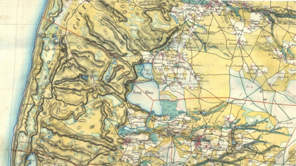 Carte de l'Etat Major du XIXème siècle de la chaîne des étangs Noir, Blanc et Hardy (source IGN)